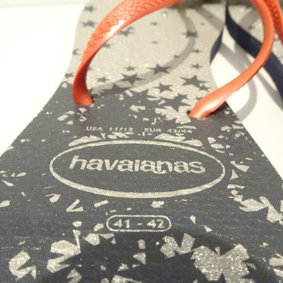 HAVAIANAS Navy Blue Red Stars Flip Flops - Picture 3 of 4